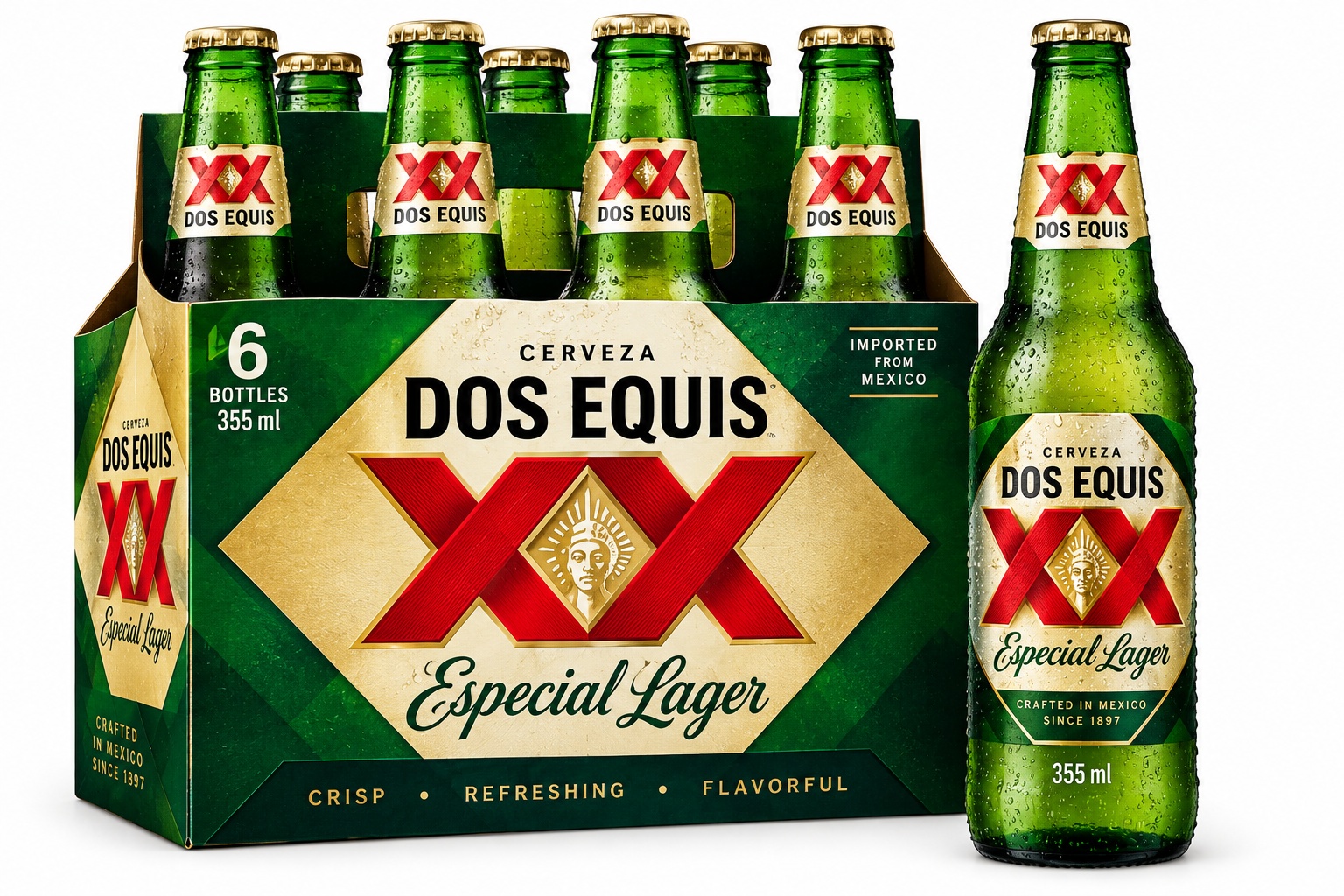 Dos Equis Especial Lager Bottles (355 ml x 6 ct)