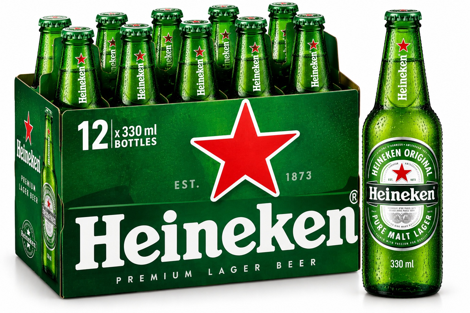 Heineken Lager Bottles (330 ml x 12 ct)