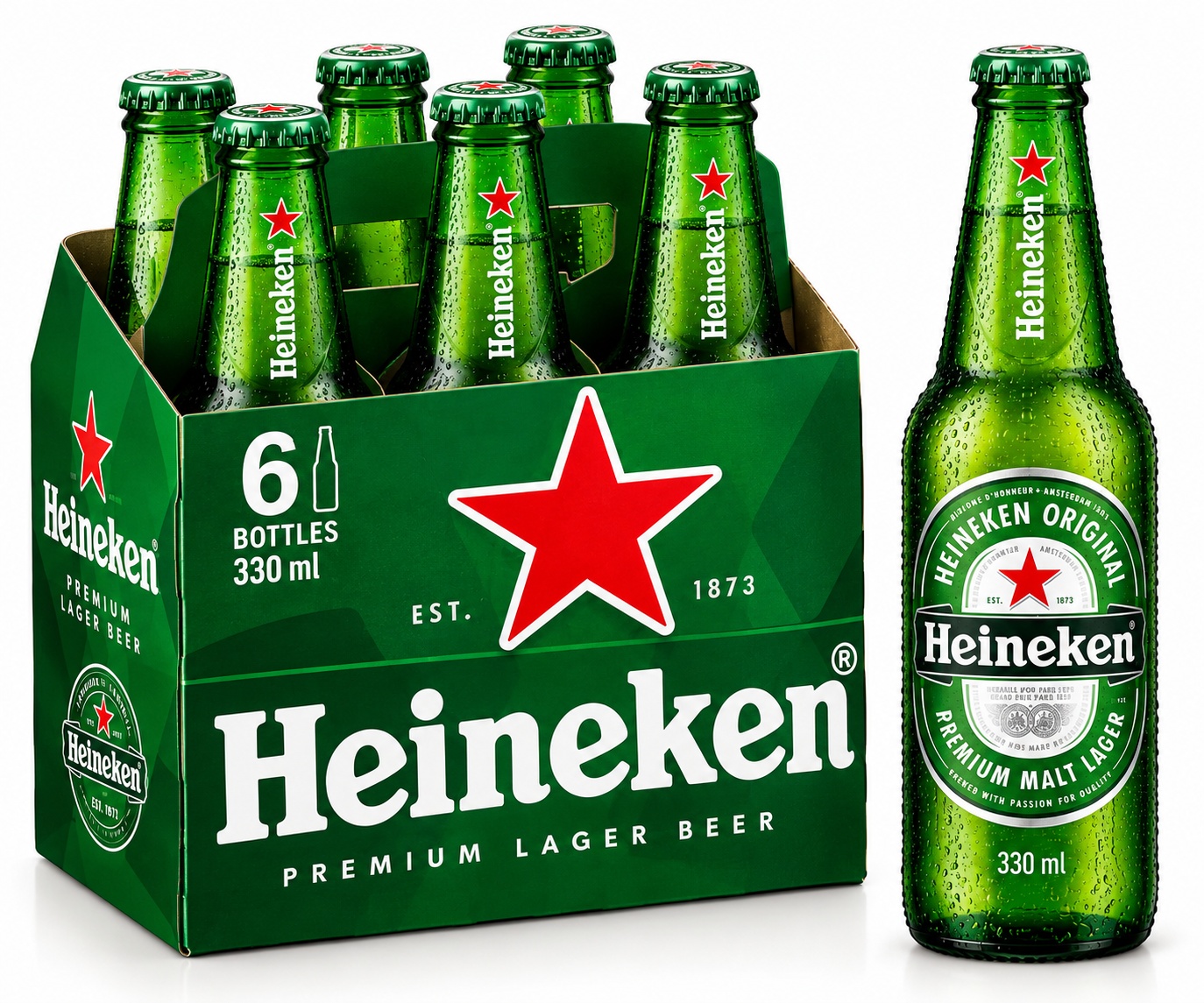 Heineken Lager Bottles (330 ml x 6 ct)