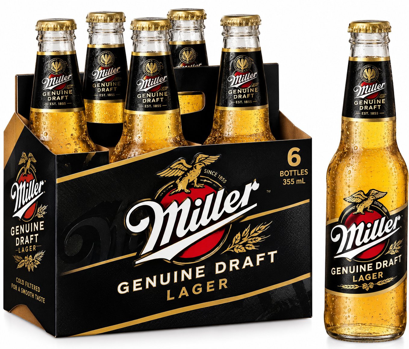 Miller Genuine Draft Lager Bottles (355 ml x 6 ct)