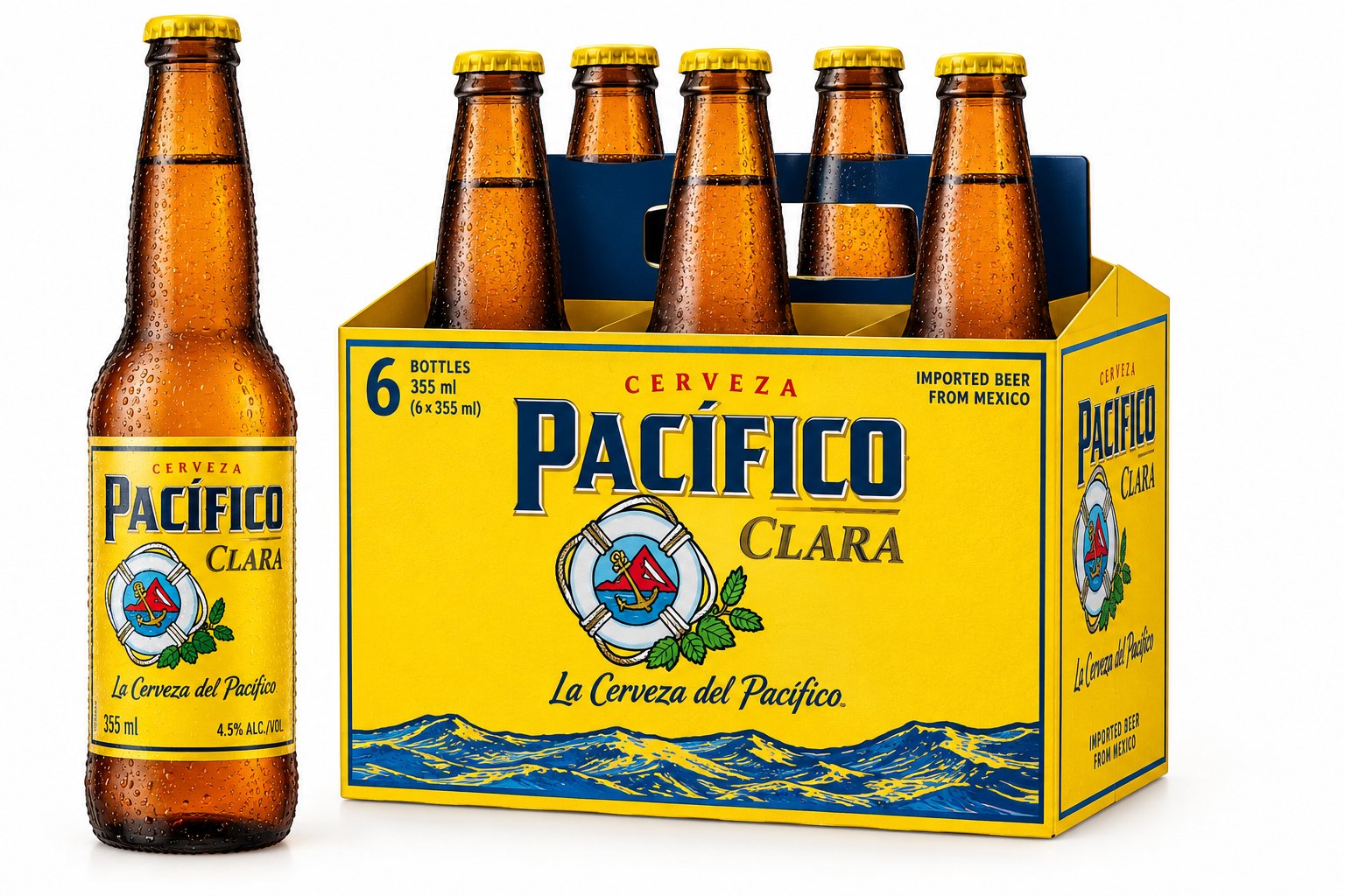 Pacífico Clara Lager Bottles (355 ml x 6 ct)