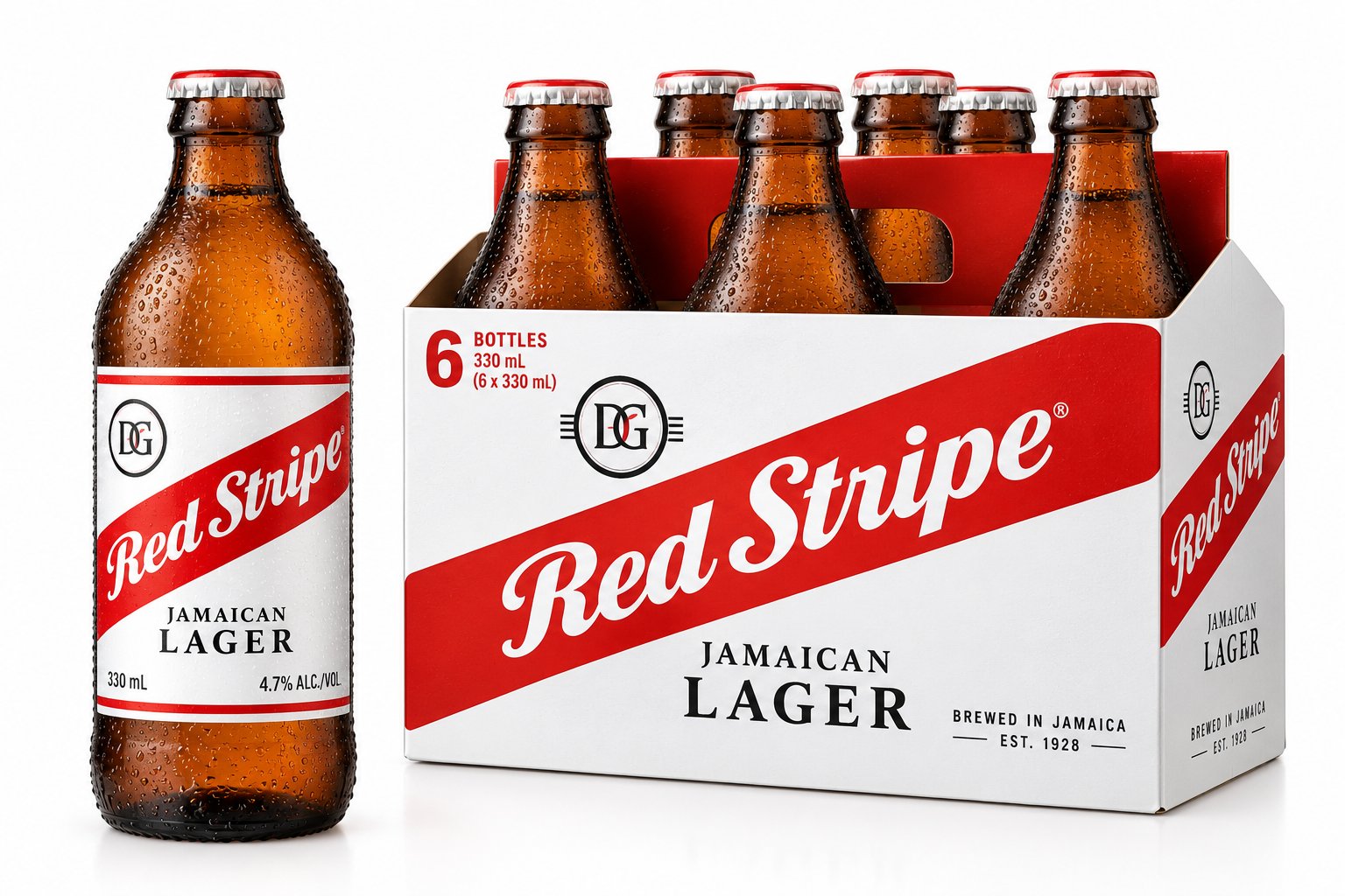 Red Stripe Jamaican Lager Bottles (330 ml x 6 ct)
