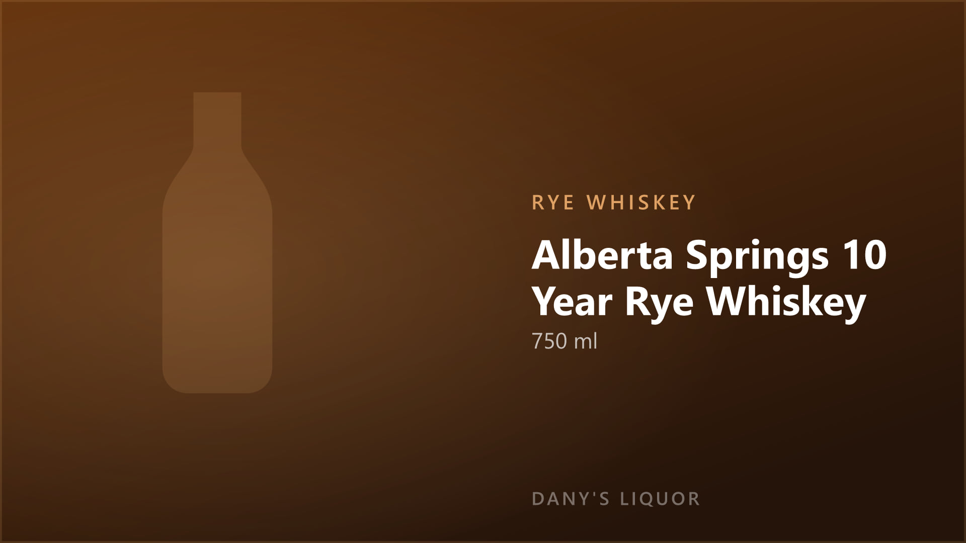 Alberta Springs 10 Year Rye Whiskey (750 ml)