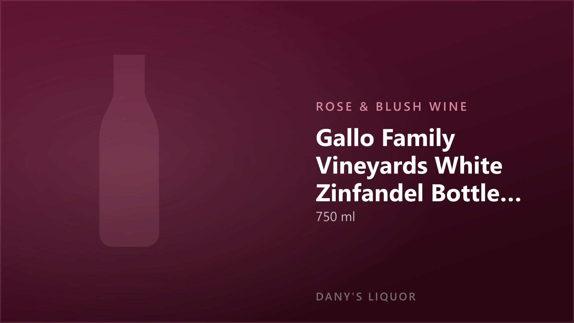 Gallo Family Vineyards White Zinfandel Bottle California (750 ml)