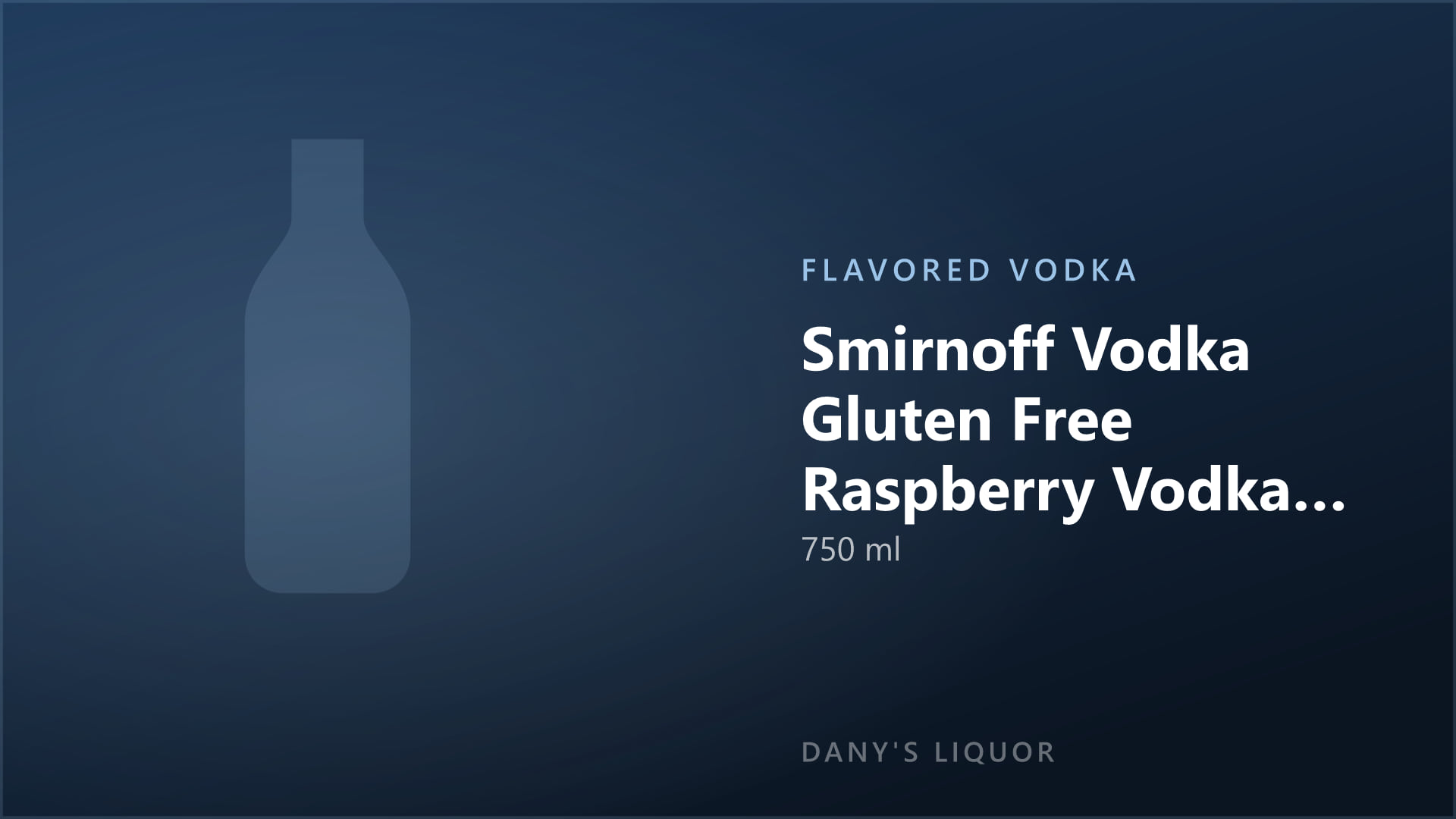Smirnoff Vodka Gluten Free Raspberry Vodka Bottle (750 ml)