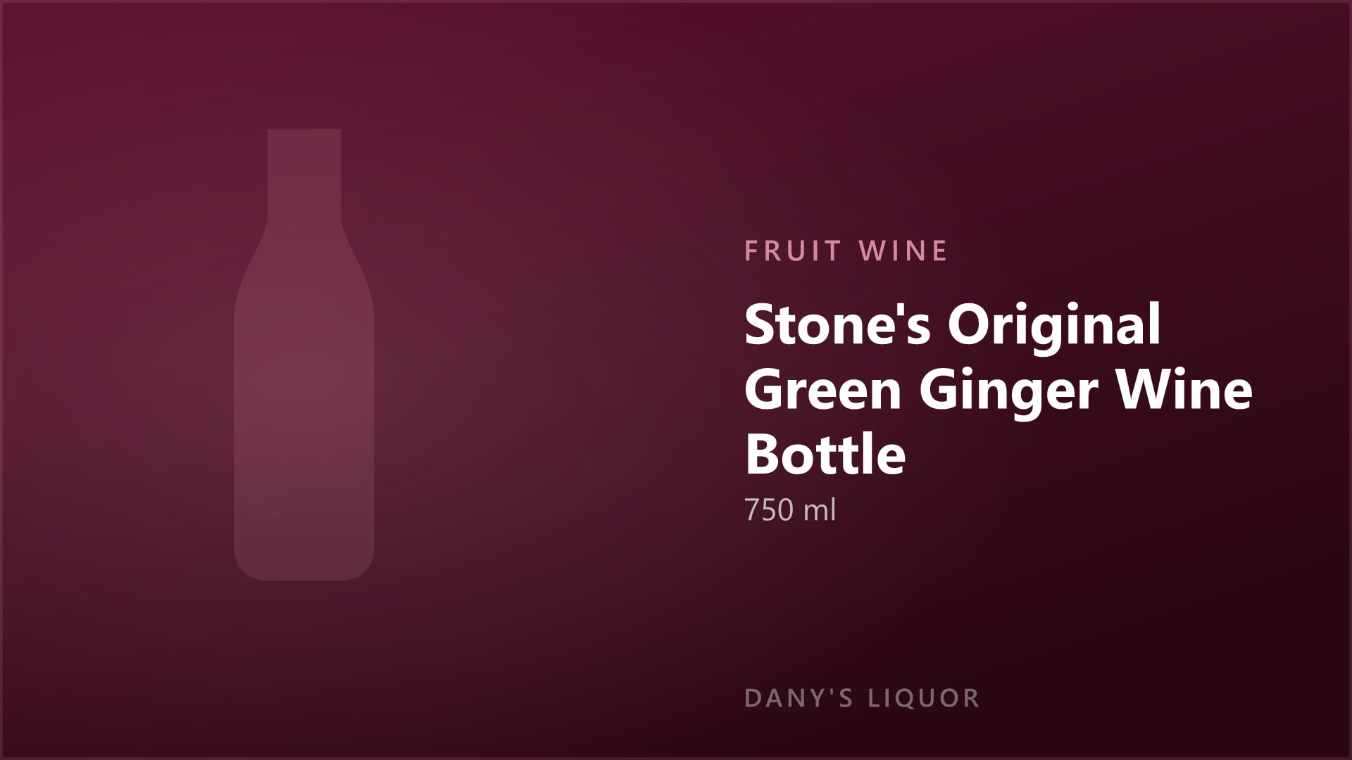 Stone's Original Green Ginger Wine Bottle (750 ml)